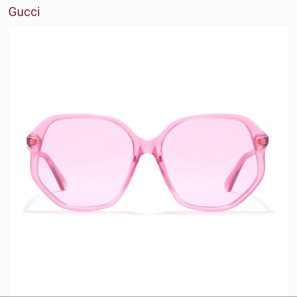Gucci 56’ mm Round Pink Transparent Sunglasses New